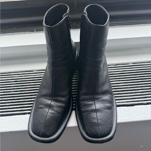 Mango Black Leather Ankle Boots